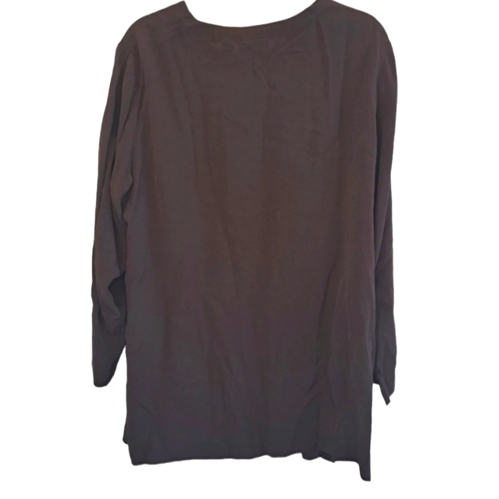 Lord & Taylor Brown Black Button-Down Lightweight Blouse Size Medium